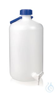 Abklärflasche, PE-HD, Enghals, 10 l, mit Hahn